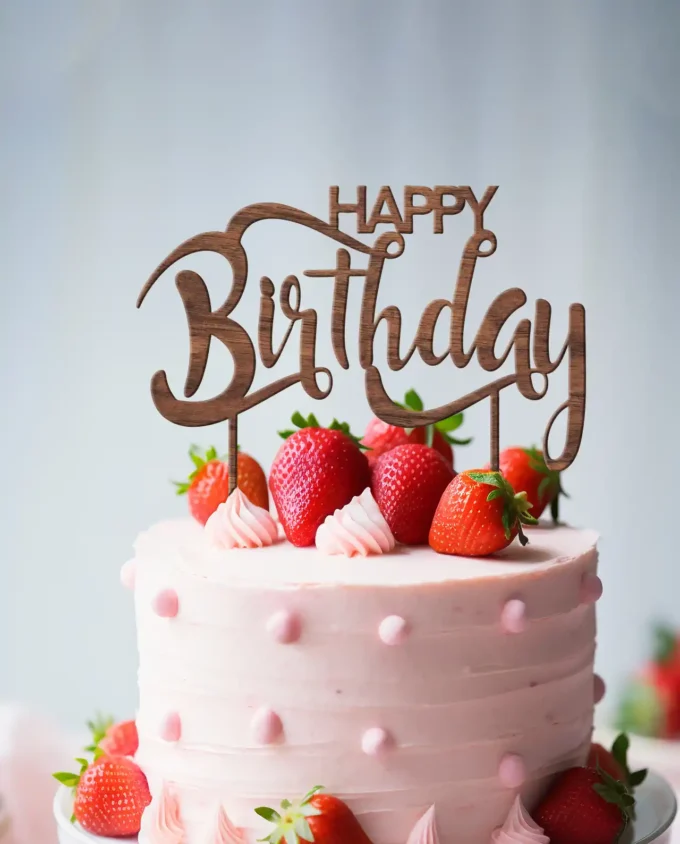cake topper geburtstag - tortendeko happy birthday - holz