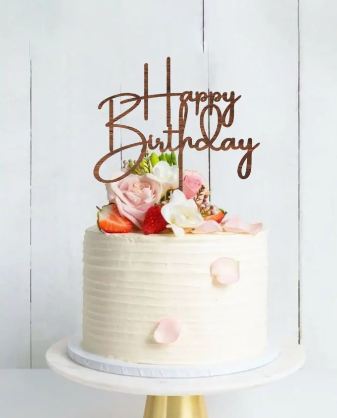 cake topper geburtstag - happy birthday in schreibschrift