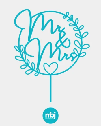 Cake Topper zur Hochzeit - Mr & Mrs im Blumenkranz