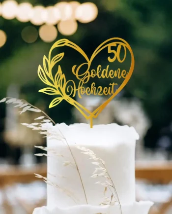 Cake Topper goldene Hochzeit - 50 Jahre in Love - Tortentopper