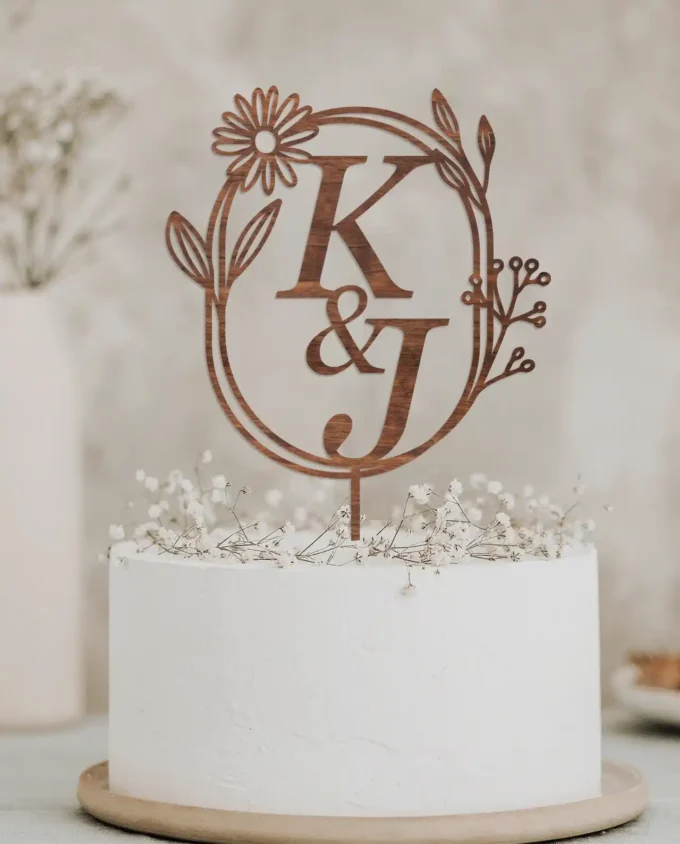 torten topper zur hochzeit personalisiert mit initialen - cake topper