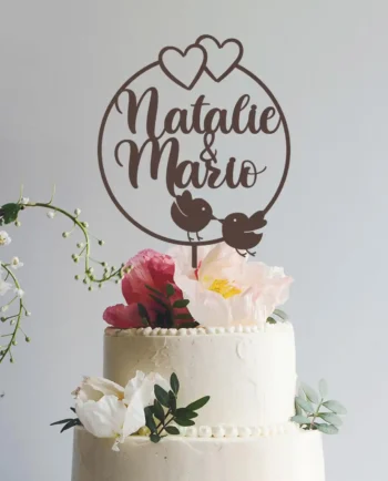 Cake Topper zur Hochzeit personalisiert - gold - Lovebird