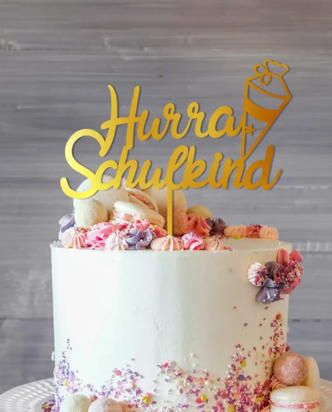cake topper zum schulbeginn - tortendeko hurra schulkind