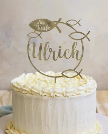Cake Topper zur Taufe - Fische - personalisiert