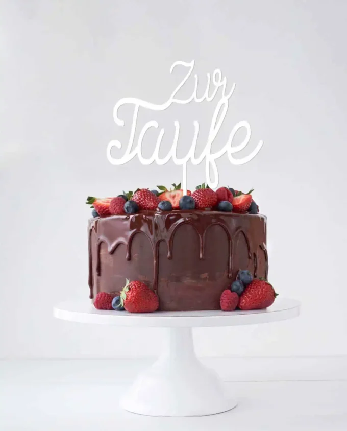 cake topper zur taufe - schlicht im design