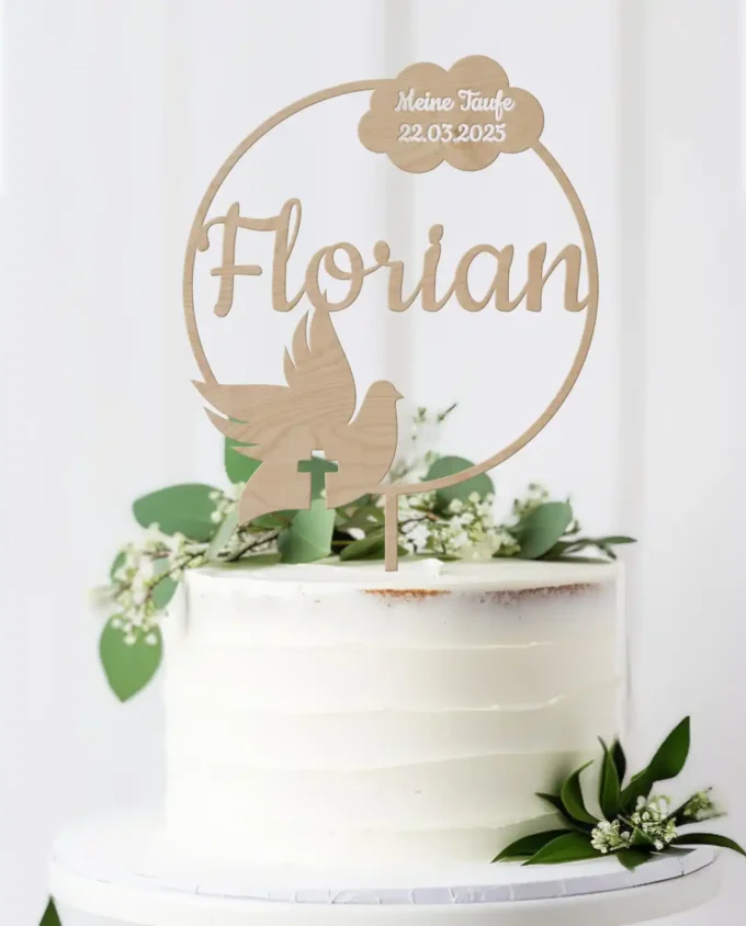 cake topper taufe personalisiert mit namen und datum