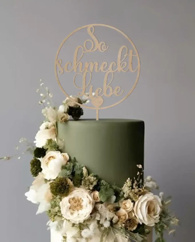 cake topper hochzeit - so schmeckt liebe - tortendeko