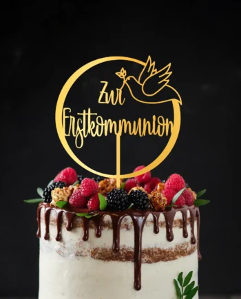 Cake Topper zur Erstkommunion in gold