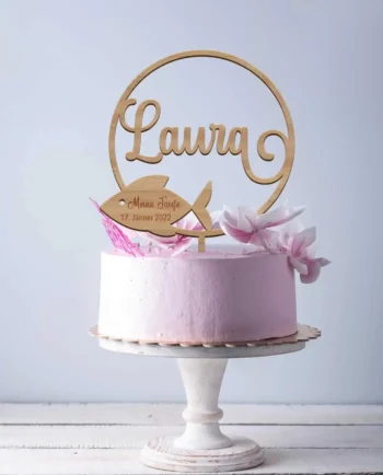 Caketopper zur Taufe mit Wunschnamen und Datum