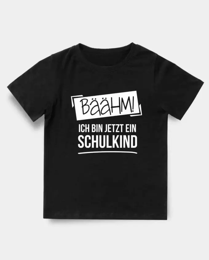 t-shirt zur einschulung - bäähm bin jetzt ein schulkind - schwarz