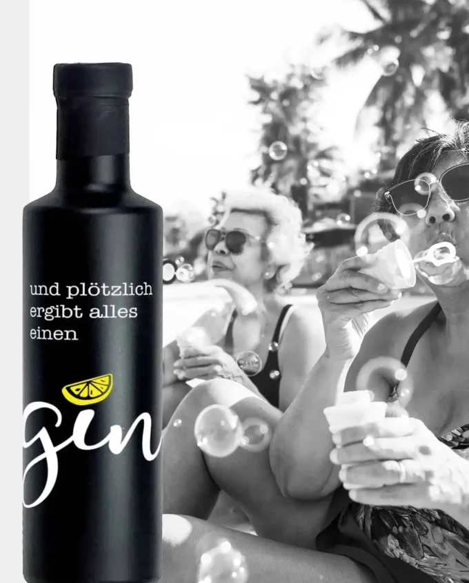 gin premium mit message on a bottle
