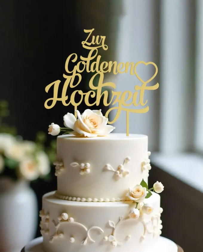 goldene hochzeit cake topper - gold