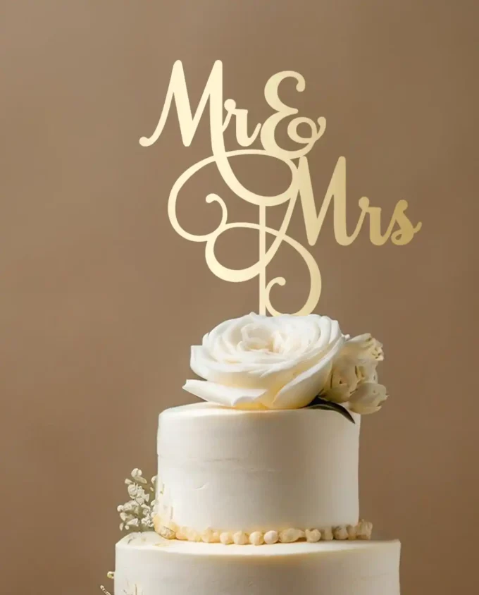 hochzeitstorte cake topper mr & mrs - gold