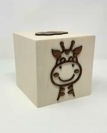 Spardose aus Holz - Giraffe - personalisiert
