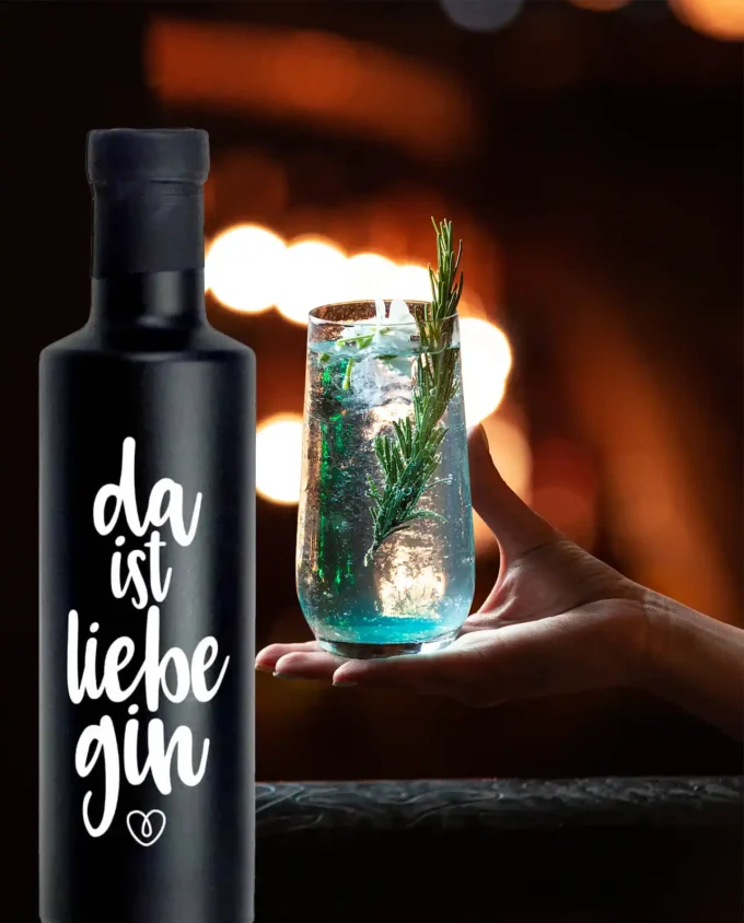 premium gin - da ist liebe gin - message on a bottle