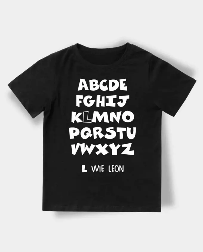 schulanfang t-shirt mit abc personalisiert - schwarz