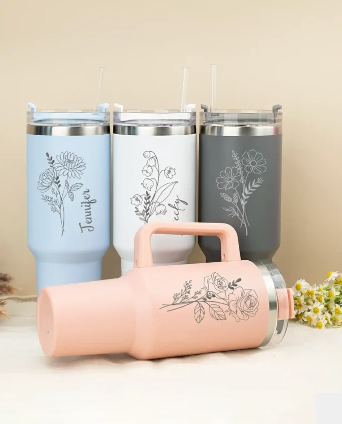 personalisierbarer thermobecher mit strohhalm und text geburtstagsgeschenk