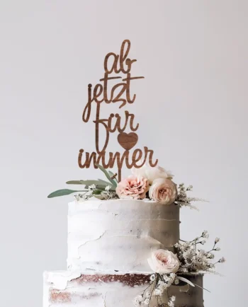 Tortentopper zur Hochzeit - Tortendeko aus Holz
