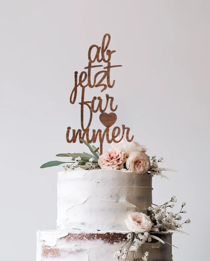 tortentopper zur hochzeit - tortendeko aus holz