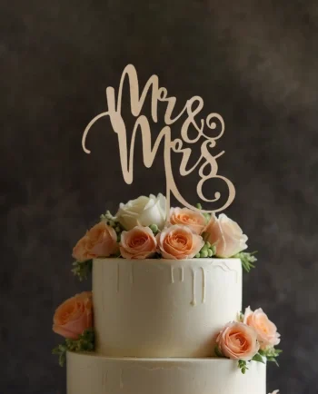 Tortendeko Hochzeit - Mr & Mrs elegant im Schwung