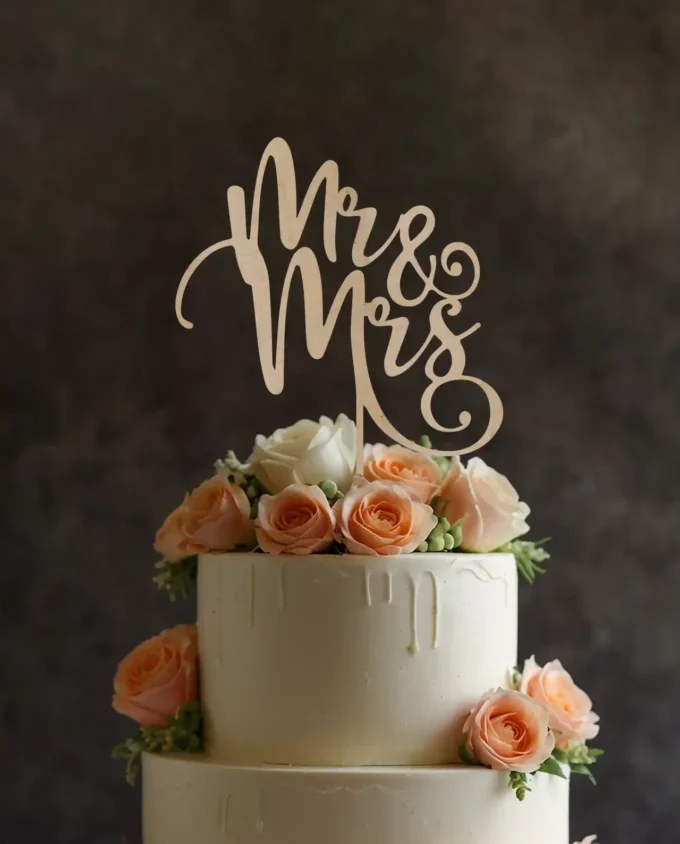 tortendeko hochzeit - mr & mrs elegant im schwung